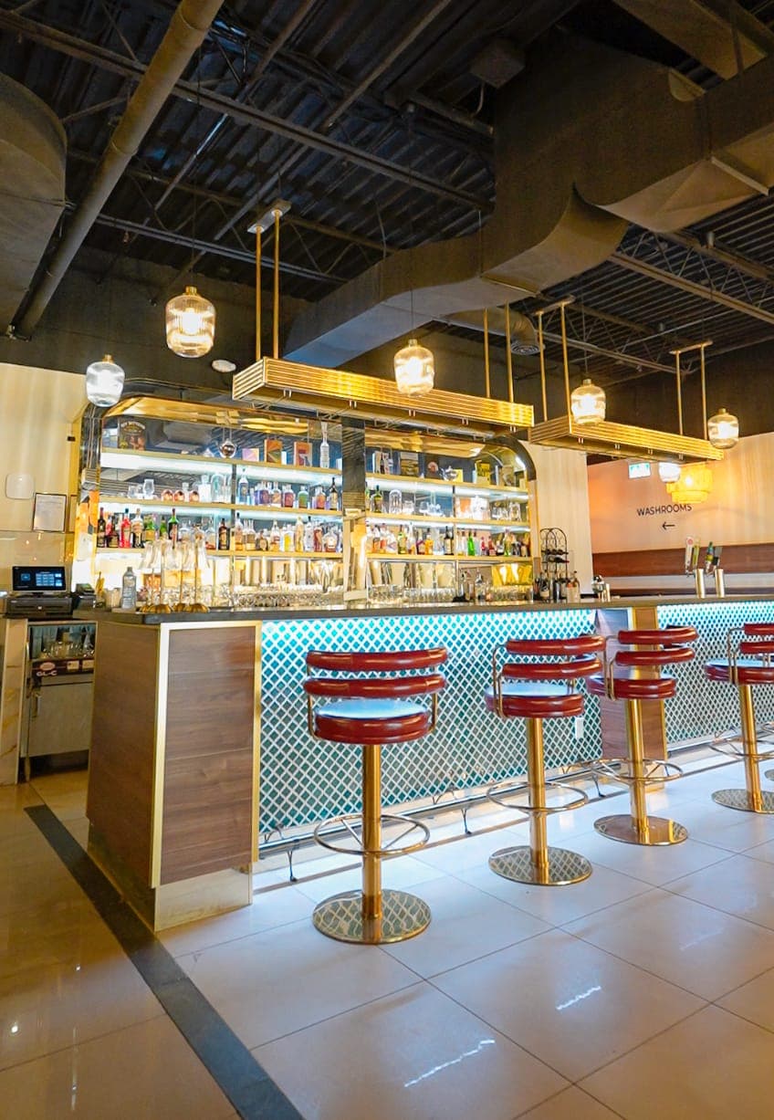 Restaurant bar area viewed from the dining room