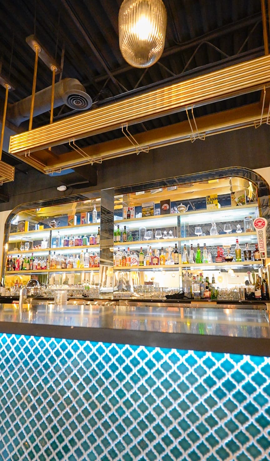 Detail of bar counter and beer taps